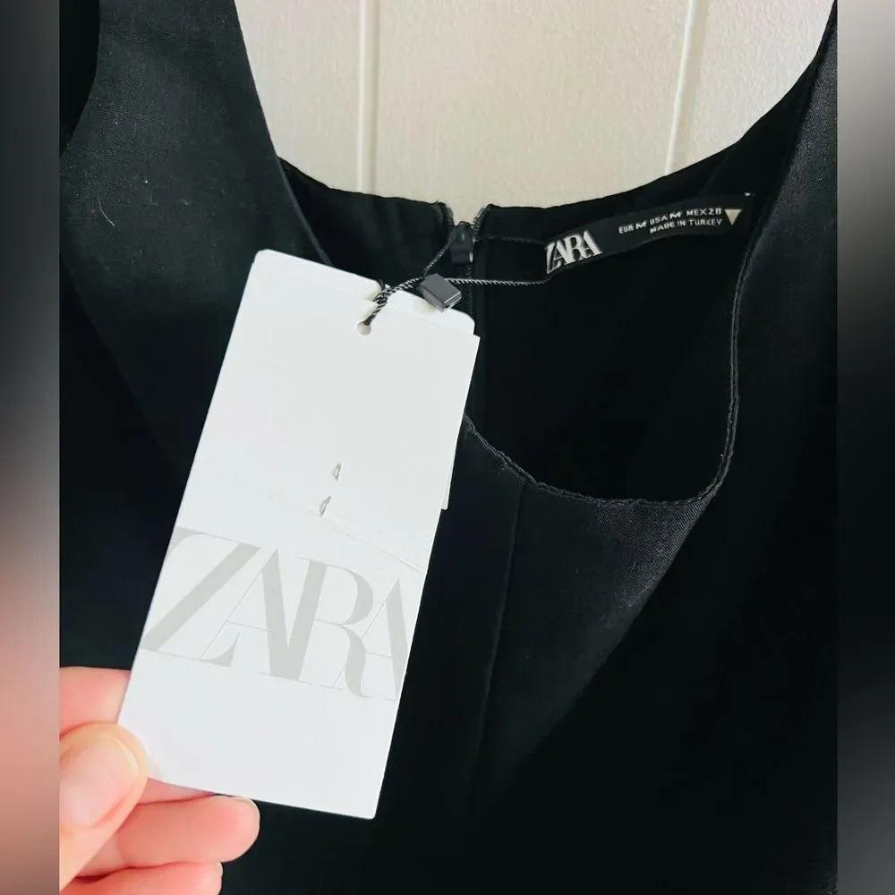 Zara Linen Blend Romper NWT